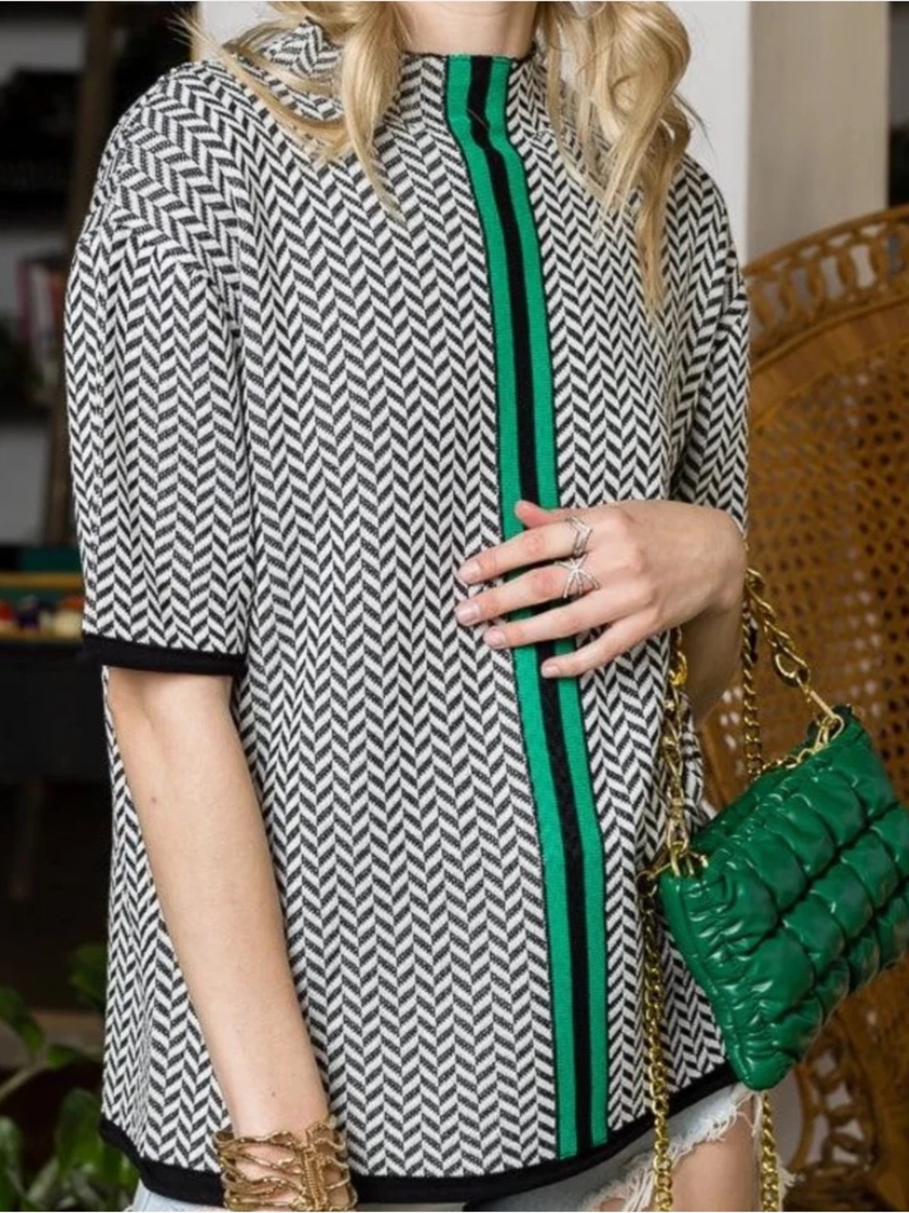 Cezele Print & Stripe Fusion Top sweater